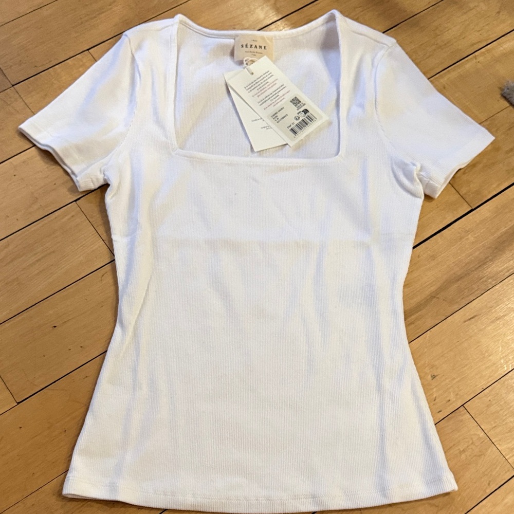 Sézane Amara Short Sleeve Top Ecru M - Picture 6 of 10